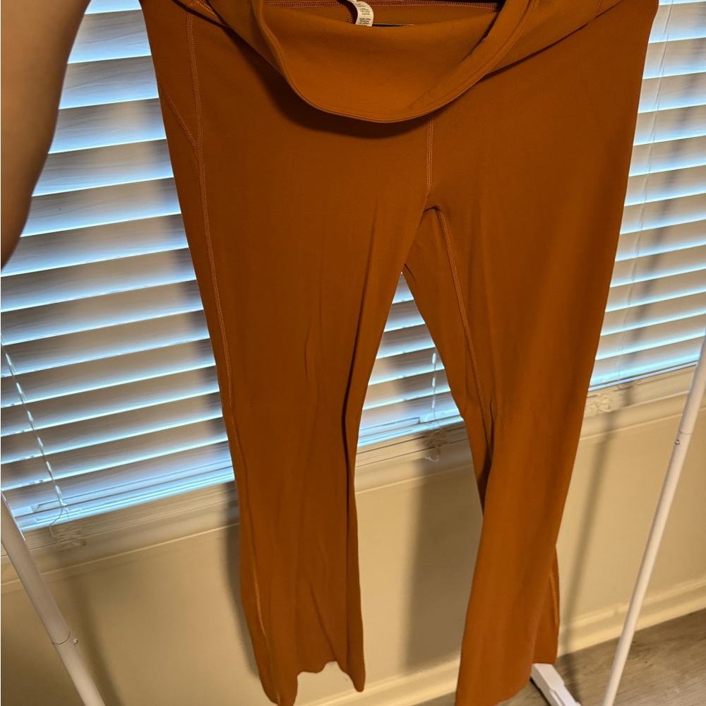 Orange Lululemon Flare Leggings Pants